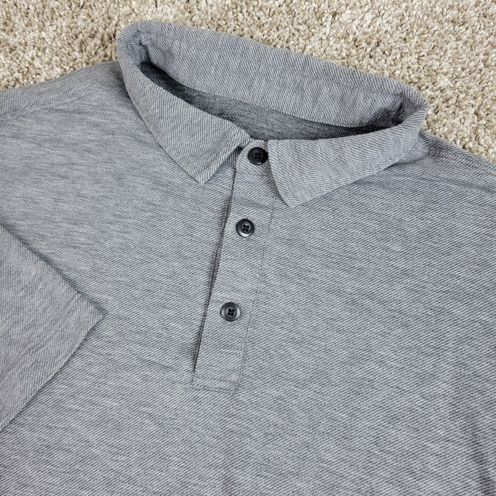 Lululemon Mens‎ Small Solid Gray Performance Stretch Polo Short Sleeve